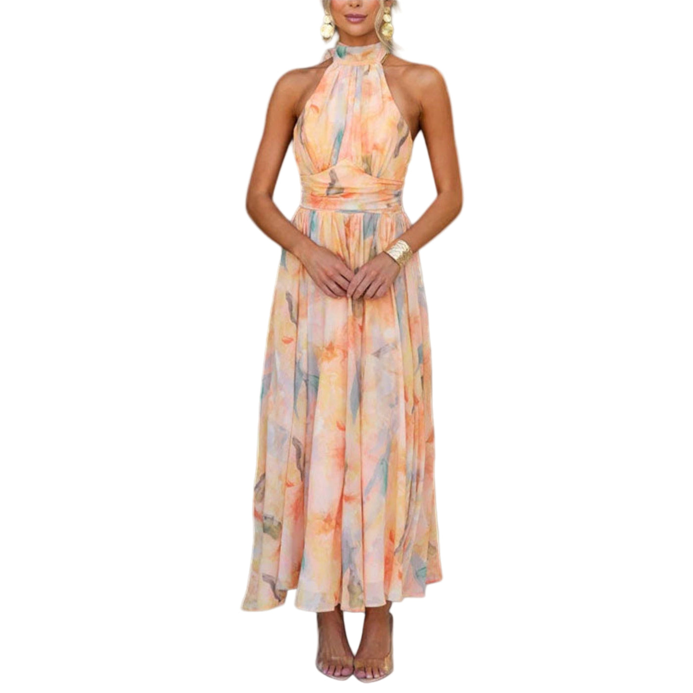 Naira aquarel maxi-jurk