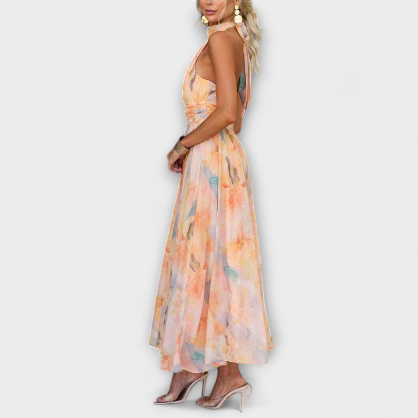 Naira aquarel maxi-jurk