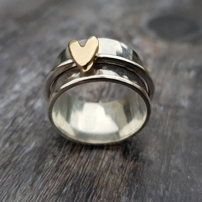 Mely Gouden Hart Zilveren Ring 