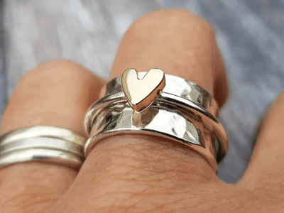Mely Gouden Hart Zilveren Ring 